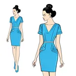 knee-length short-sleeved blue dress image